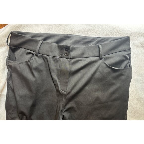 Durable Two-Tone Womans 4XL Yoga Pants Reinforced Knees Two-Button Closure Black - Picture 3 of 8